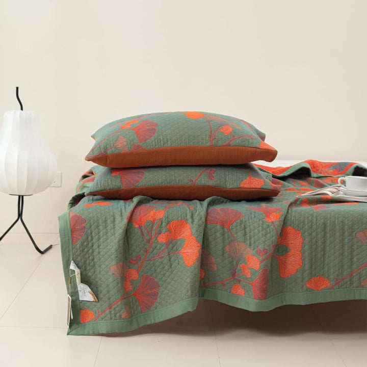 Cotton Bedding Set with Botanical Design
