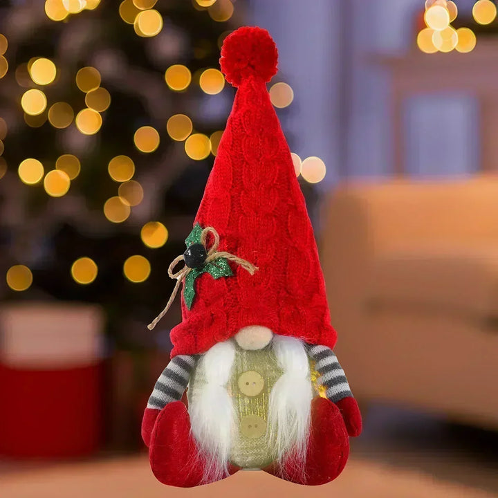 LED Christmas Gnome | Knitted Design with Night Light | Glowing Christmas Decoration | Warm &amp; Cozy
