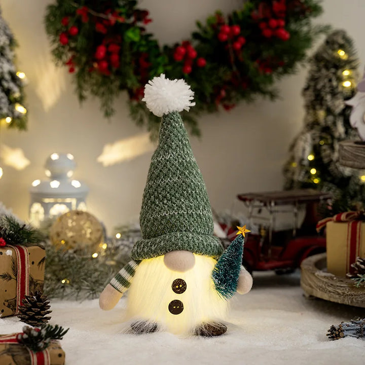LED Christmas Gnome | Knitted Design with Night Light | Glowing Christmas Decoration | Warm &amp; Cozy