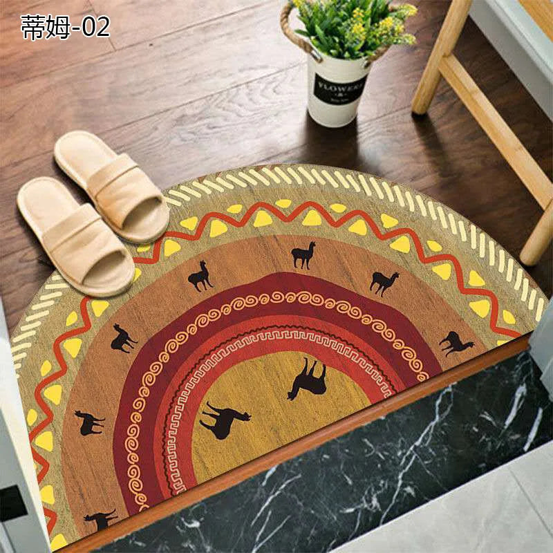 Bohemian non-slip semicircular doormat
