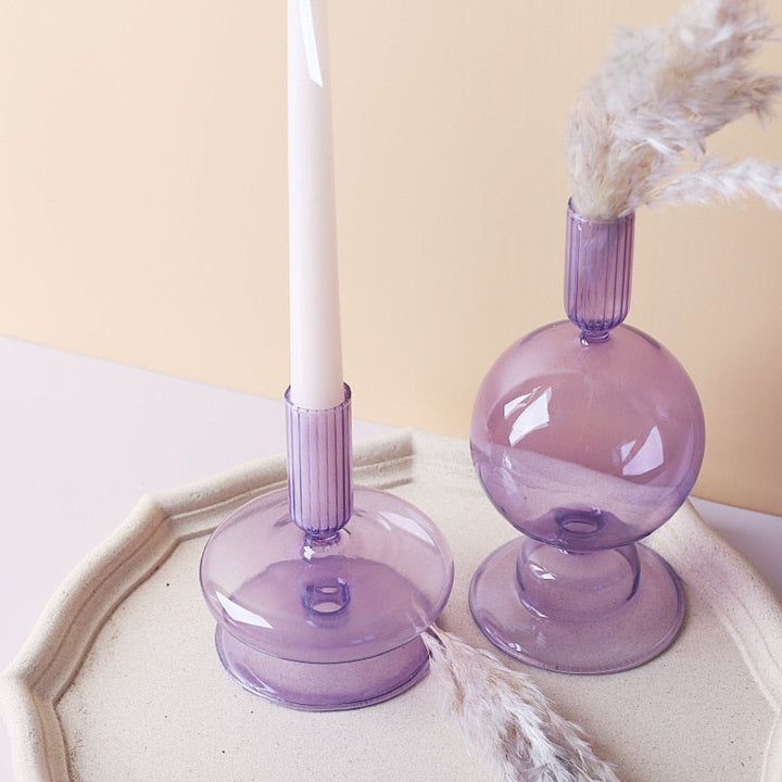 Lilac Candle Holder made of Glass