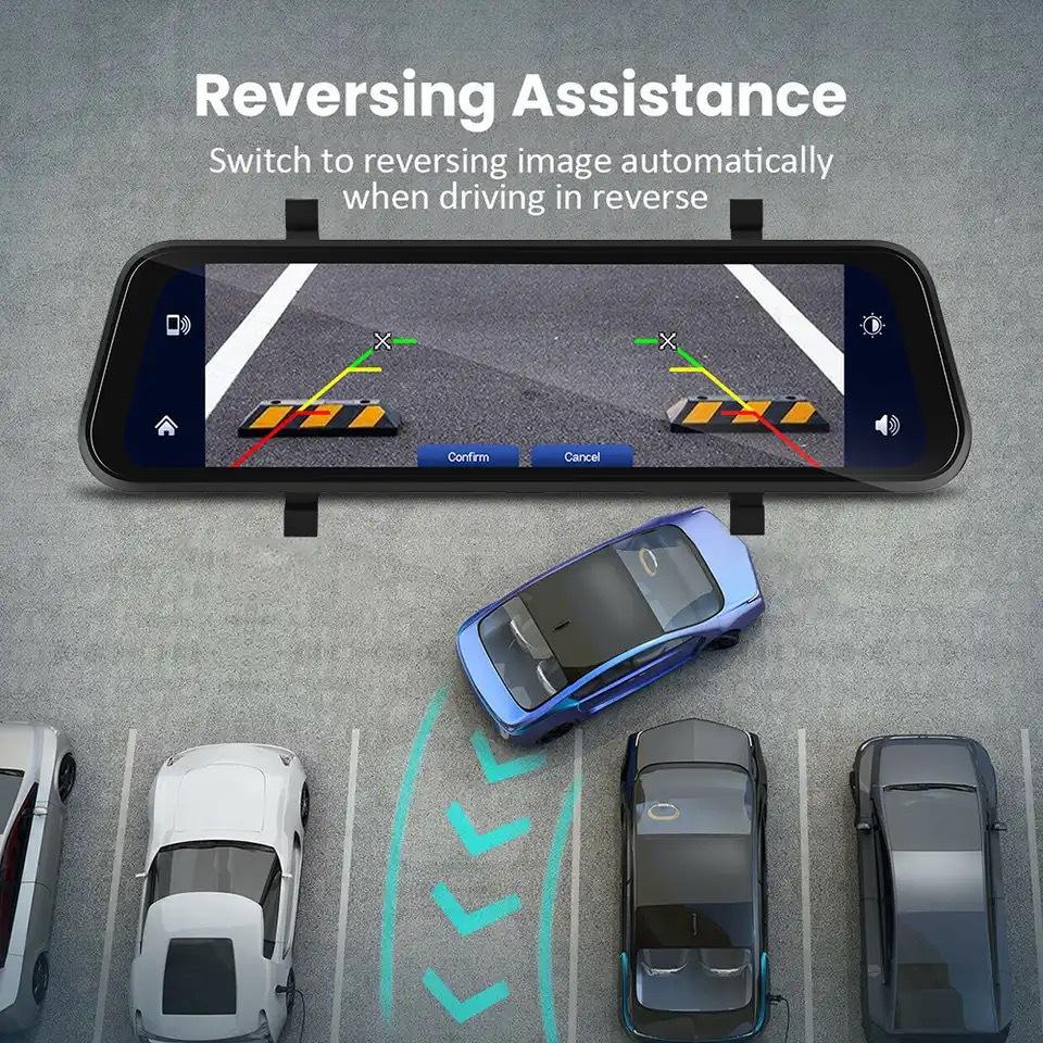 VisionMirror Pro – Ultra HD Mirror Dash Cam with Wireless CarPlay &amp; Android Auto