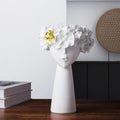 Nordic Girl Head Flower Resin Vase Statue Flower Vases for Office Desktop Dried Flowers Ornaments Decor Container
