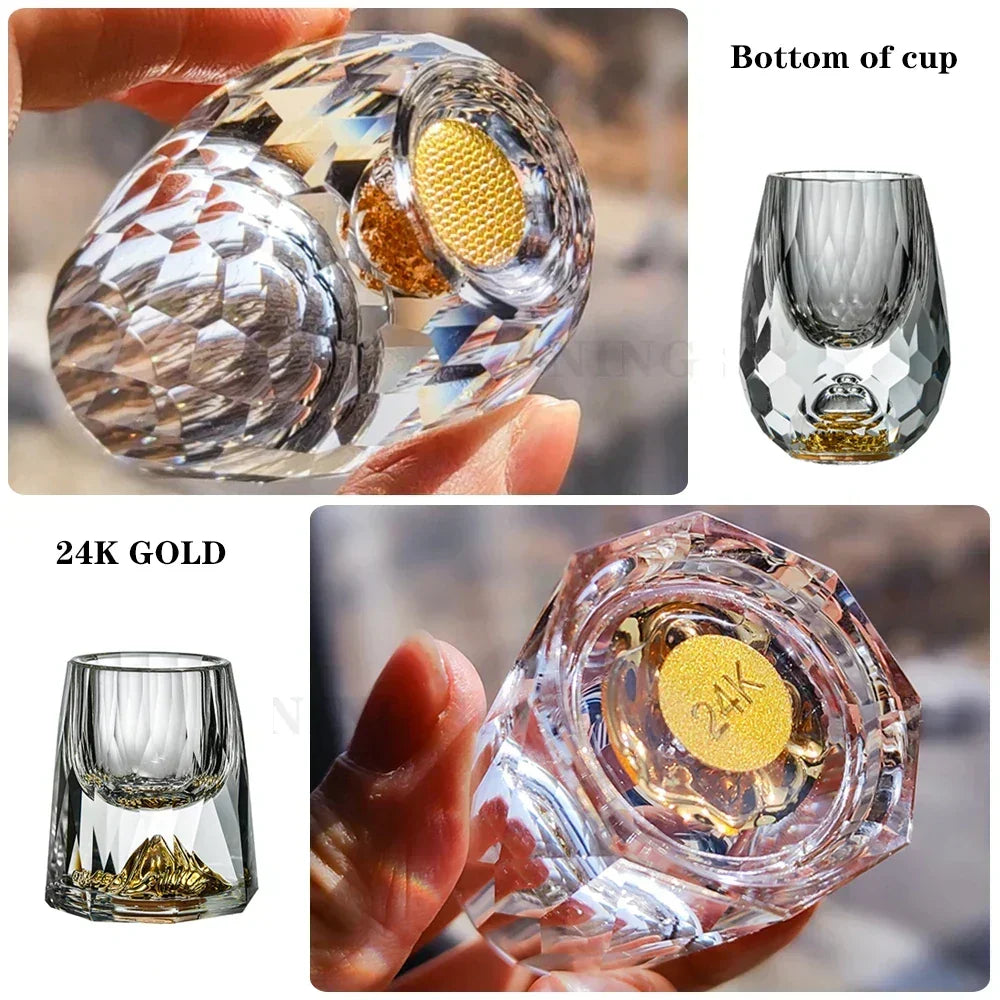 Crystal Glass Whiskey Glasses Bar Liqueur Sphere Cups Sake and Shochu Double-Walled Thick Bottoms Small Capacity Tea Cups