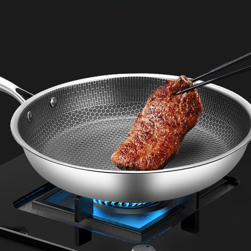Premium Stainless Steel Frying Pan with Non-Stick Pixel Technology – Perfect for Healthy Frying