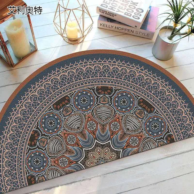 Bohemian non-slip semicircular doormat