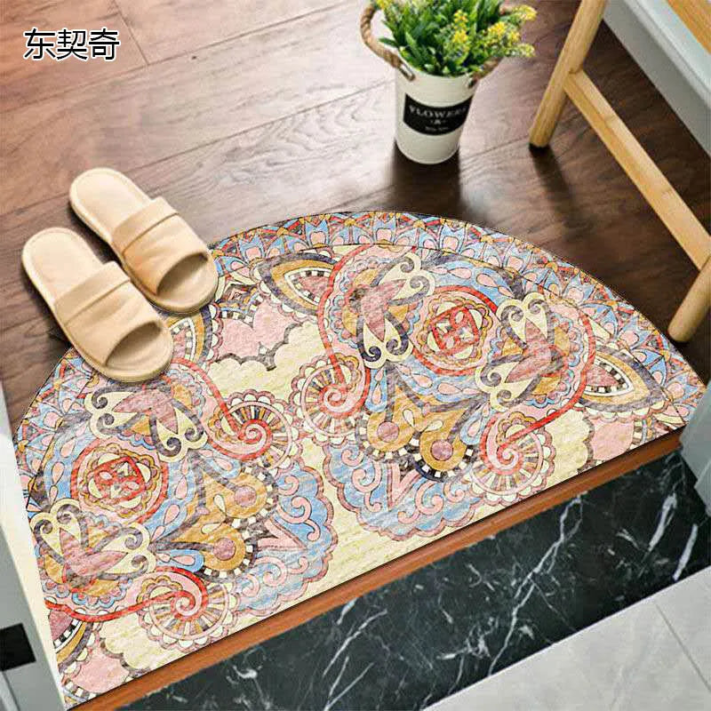 Bohemian non-slip semicircular doormat