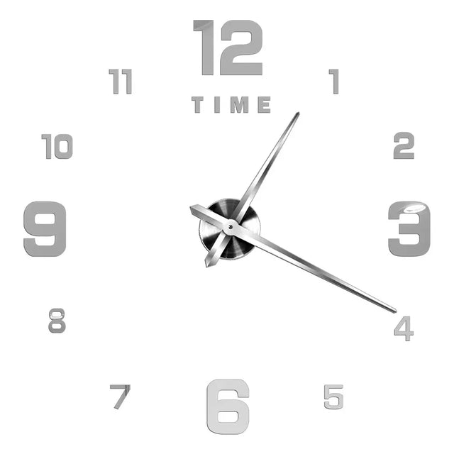 Big Wall Clock DIY 3D Self Adhesive Mirrored Acrylic Wall Clock For Kitchen Dining Room Living Room Creative Home Decor |