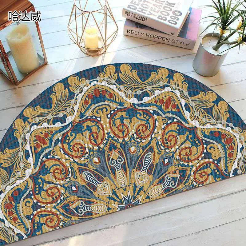 Bohemian non-slip semicircular doormat