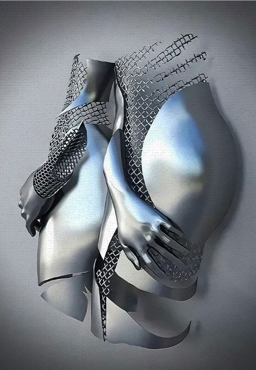 Metal Figure Statues Styles Abstract Canvas Painting Couples Wall Art Love Sculpture Poster Print Home Decor Living Room Gifts