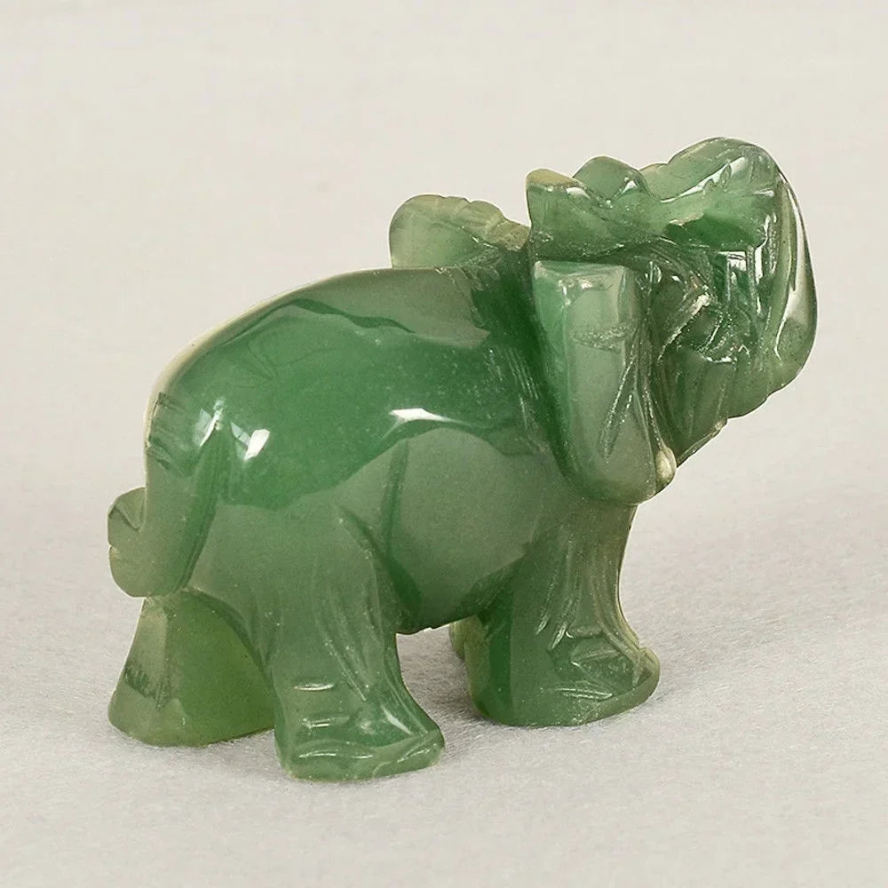 Green Aventurine Jade Stone Elephant Statue