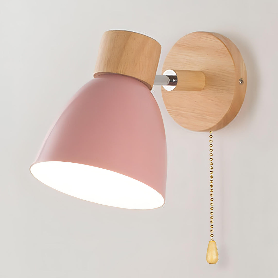 Nordic-modern hanging switch wall lamp made of wood
