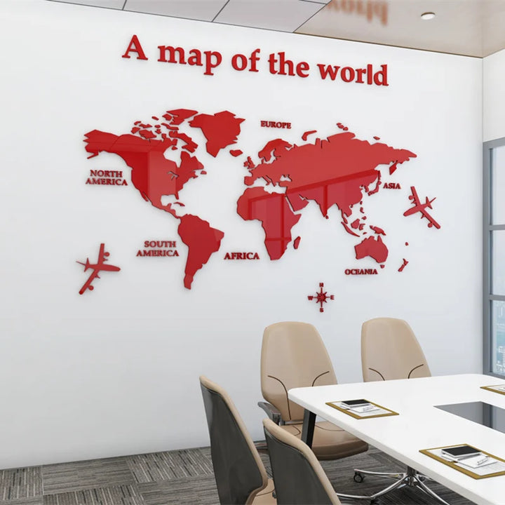 Map Of The World 3d Wall Mural Crystal Mirrored Acrylic World Map Wall Decal Sticker For Office Living Room Kid&