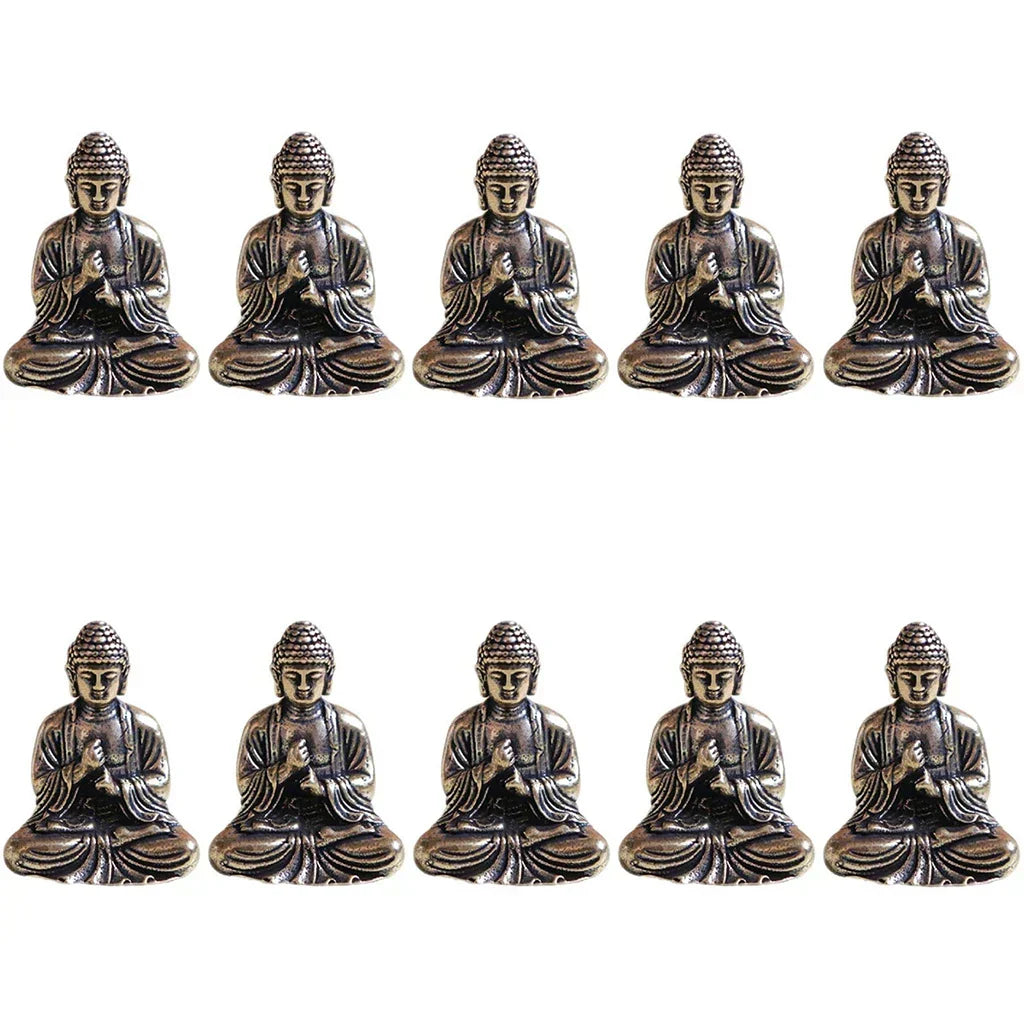 10 pieces mini brass sitting Buddha statue figure for travel Buddhism worship home office desk decoration