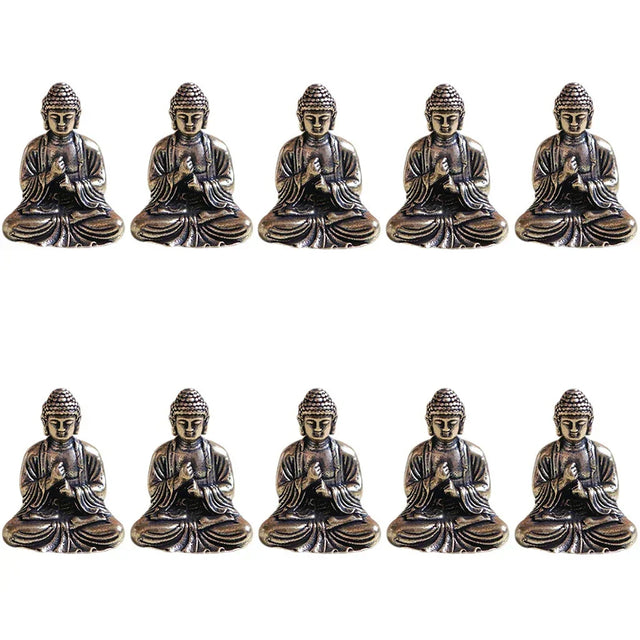10 pieces mini brass sitting Buddha statue figure for travel Buddhism worship home office desk decoration
