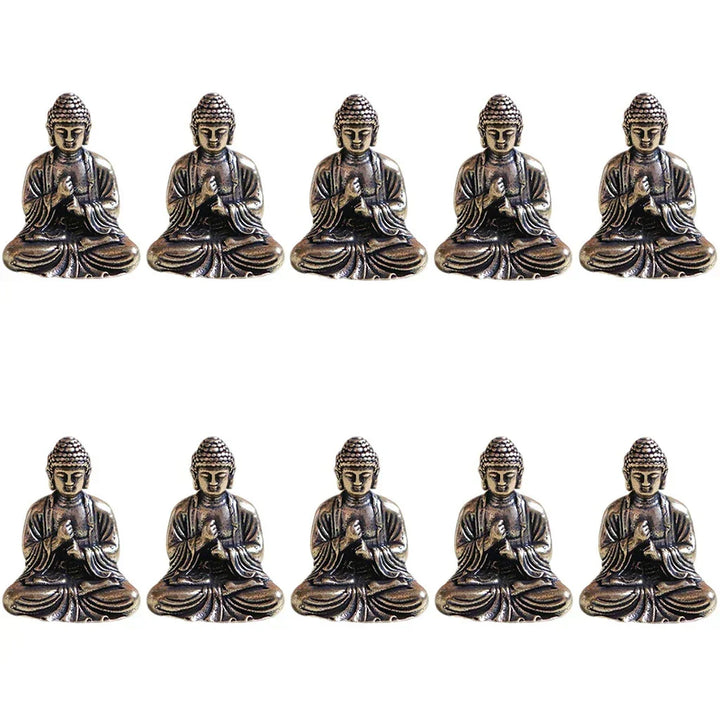 10 pieces mini brass sitting Buddha statue figure for travel Buddhism worship home office desk decoration