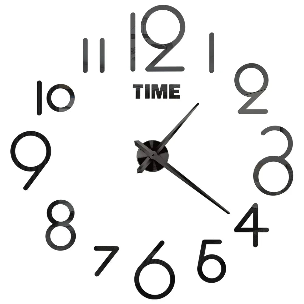 Big Wall Clock DIY 3D Self Adhesive Mirrored Acrylic Wall Clock For Kitchen Dining Room Living Room Creative Home Decor |