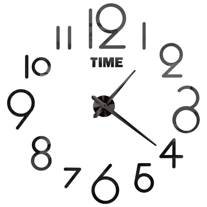 Big Wall Clock DIY 3D Self Adhesive Mirrored Acrylic Wall Clock For Kitchen Dining Room Living Room Creative Home Decor |