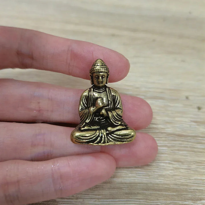 10 pieces mini brass sitting Buddha statue figure for travel Buddhism worship home office desk decoration