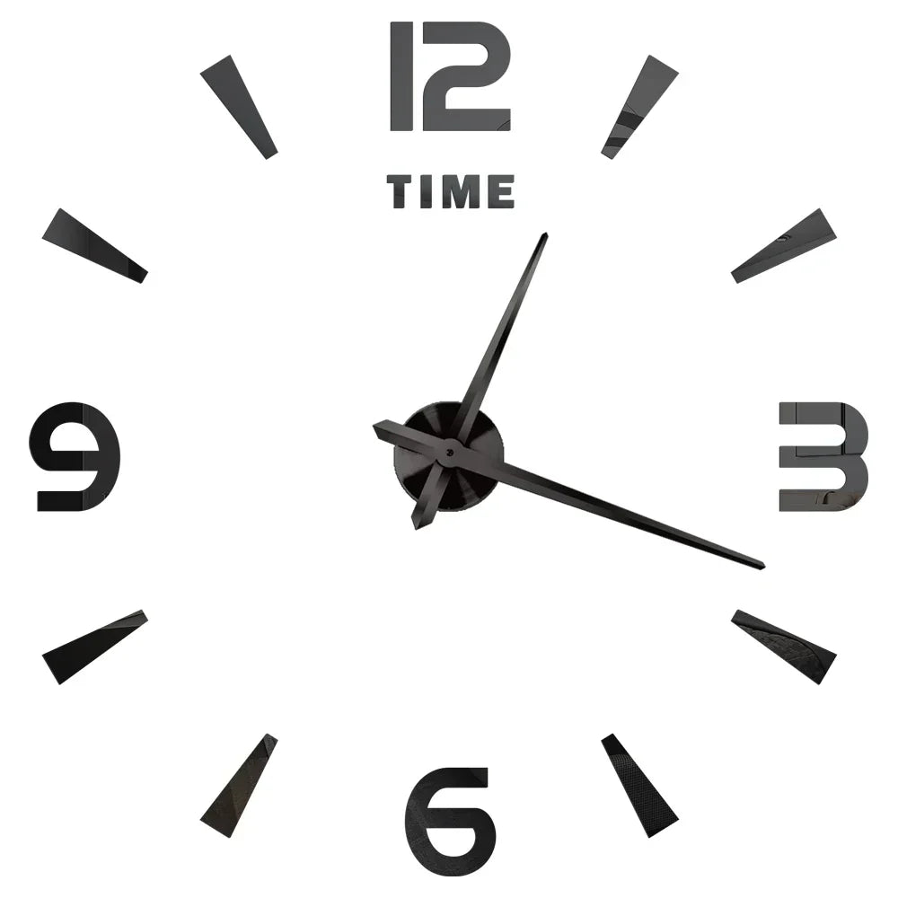Big Wall Clock DIY 3D Self Adhesive Mirrored Acrylic Wall Clock For Kitchen Dining Room Living Room Creative Home Decor |
