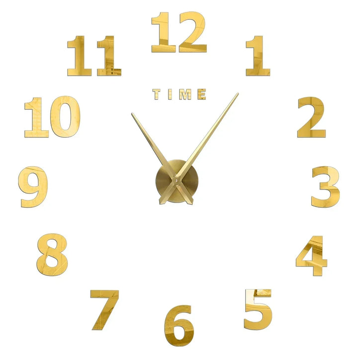 Big Wall Clock DIY 3D Self Adhesive Mirrored Acrylic Wall Clock For Kitchen Dining Room Living Room Creative Home Decor |