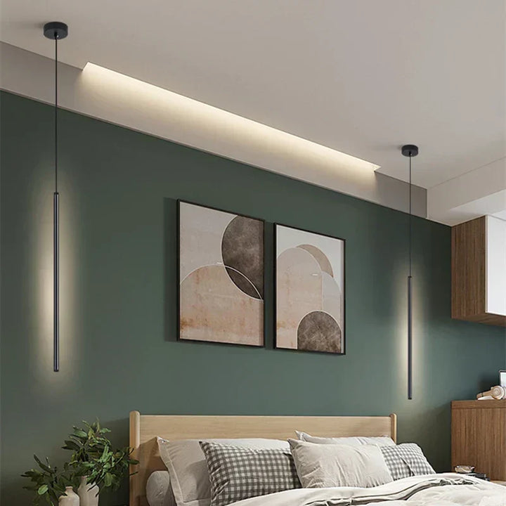 Nordic LED Pendant Light: Minimalist design with creative lines, perfect for the bedroom, dining area