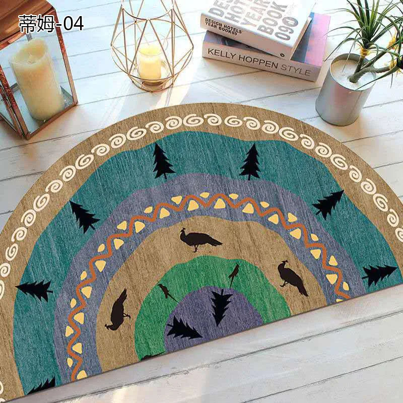 Bohemian non-slip semicircular doormat