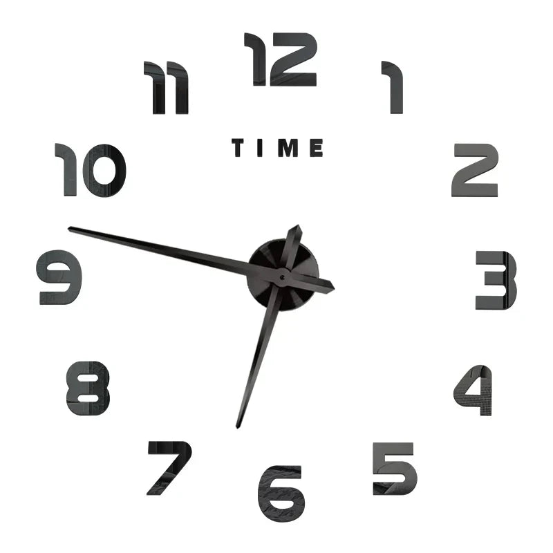 Big Wall Clock DIY 3D Self Adhesive Mirrored Acrylic Wall Clock For Kitchen Dining Room Living Room Creative Home Decor |