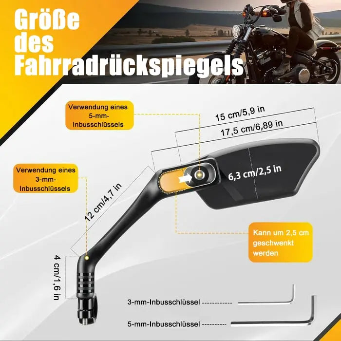 Bike mirror made of stainless steel – Shatterproof &amp; 360° Redatable for more safety