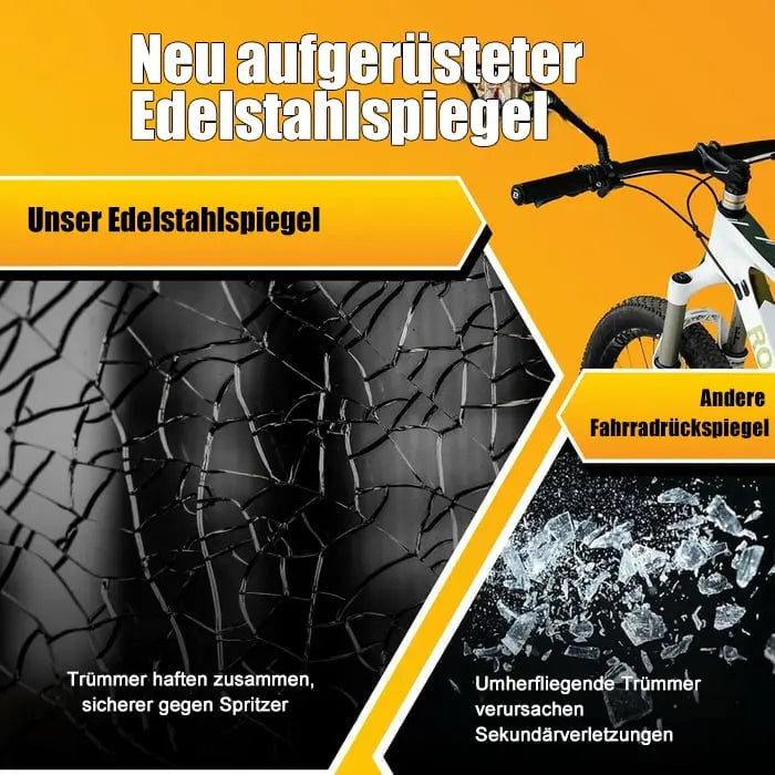 Bicycle mirror made of stainless steel – shatterproof &amp; 360° rotatable for more safety