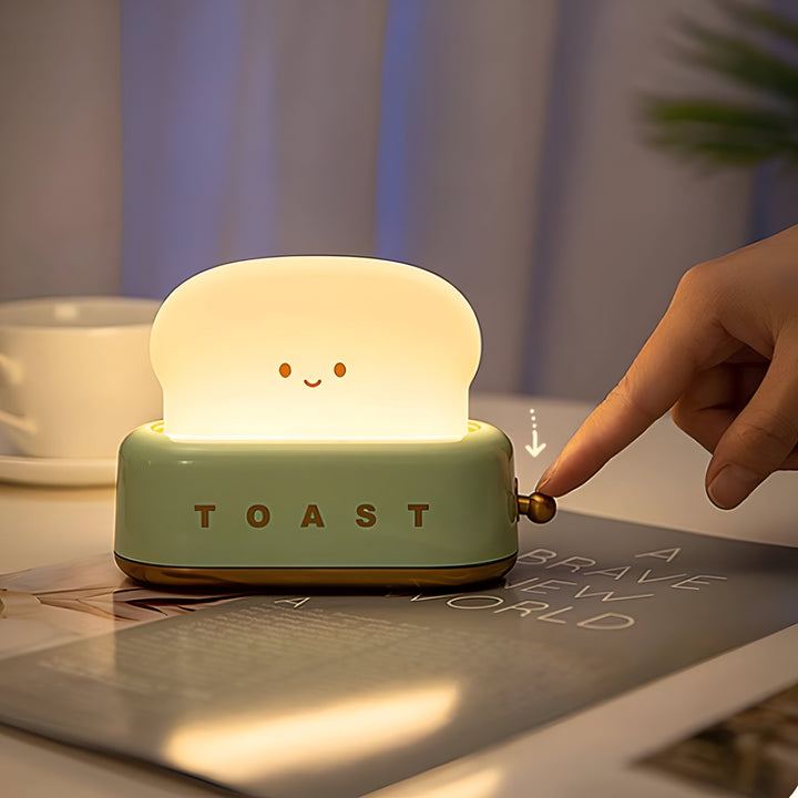 TinyToast Table Lamp – Portable Toaster-Shaped Night Light with Dimmable LED &amp; USB Port