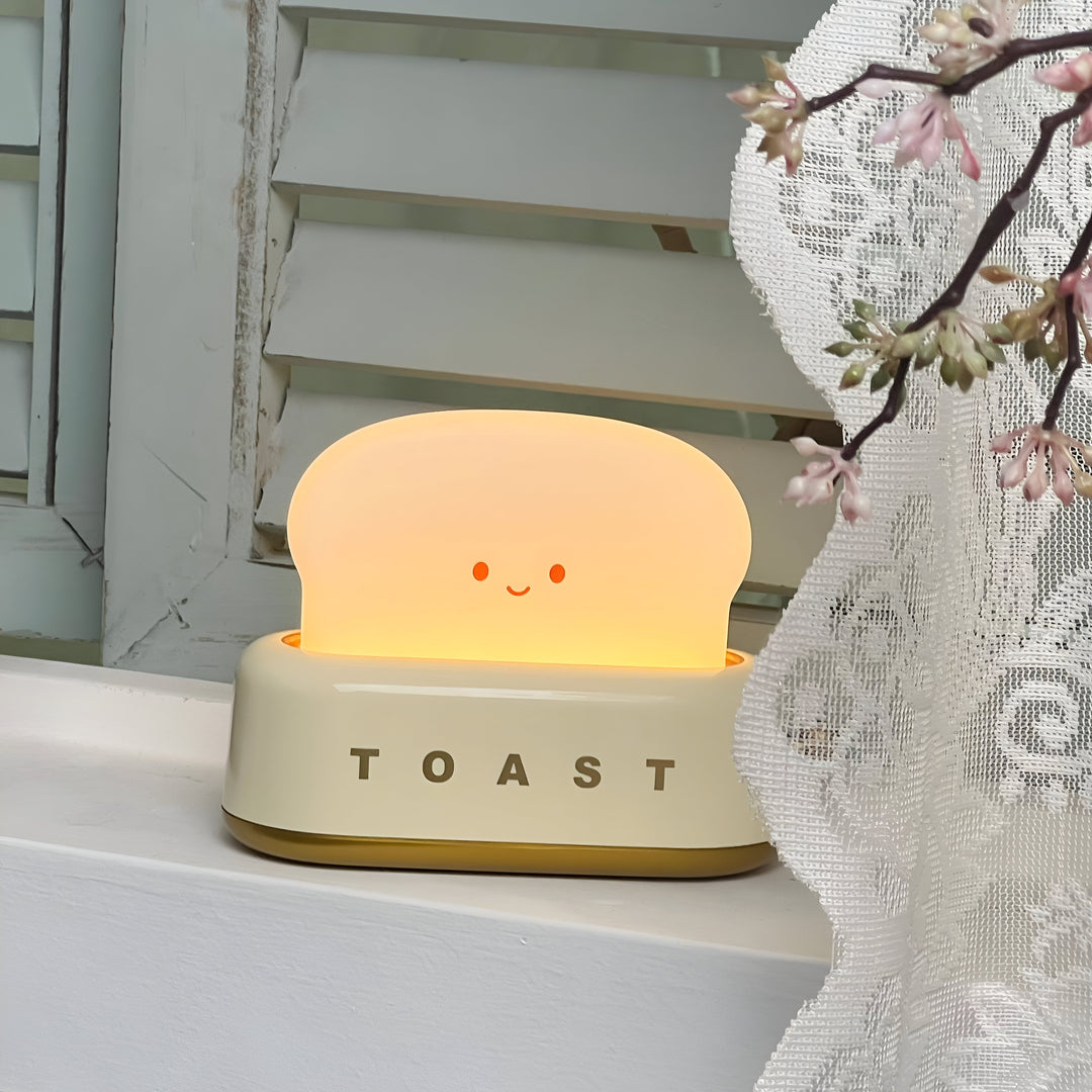 TinyToast Table Lamp – Portable Toaster-Shaped Night Light with Dimmable LED &amp; USB Port