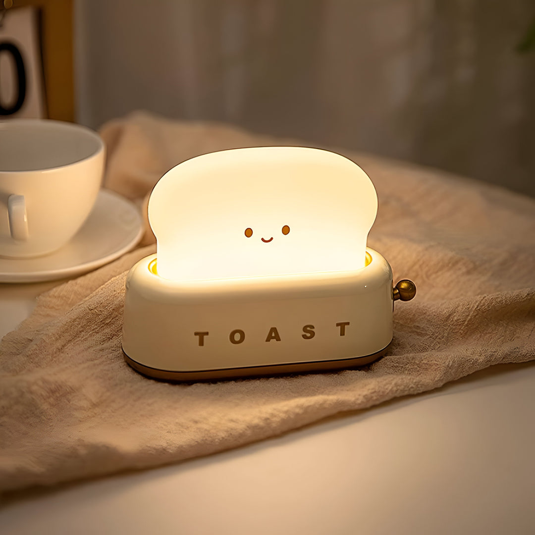 TinyToast Table Lamp – Portable Toaster-Shaped Night Light with Dimmable LED &amp; USB Port