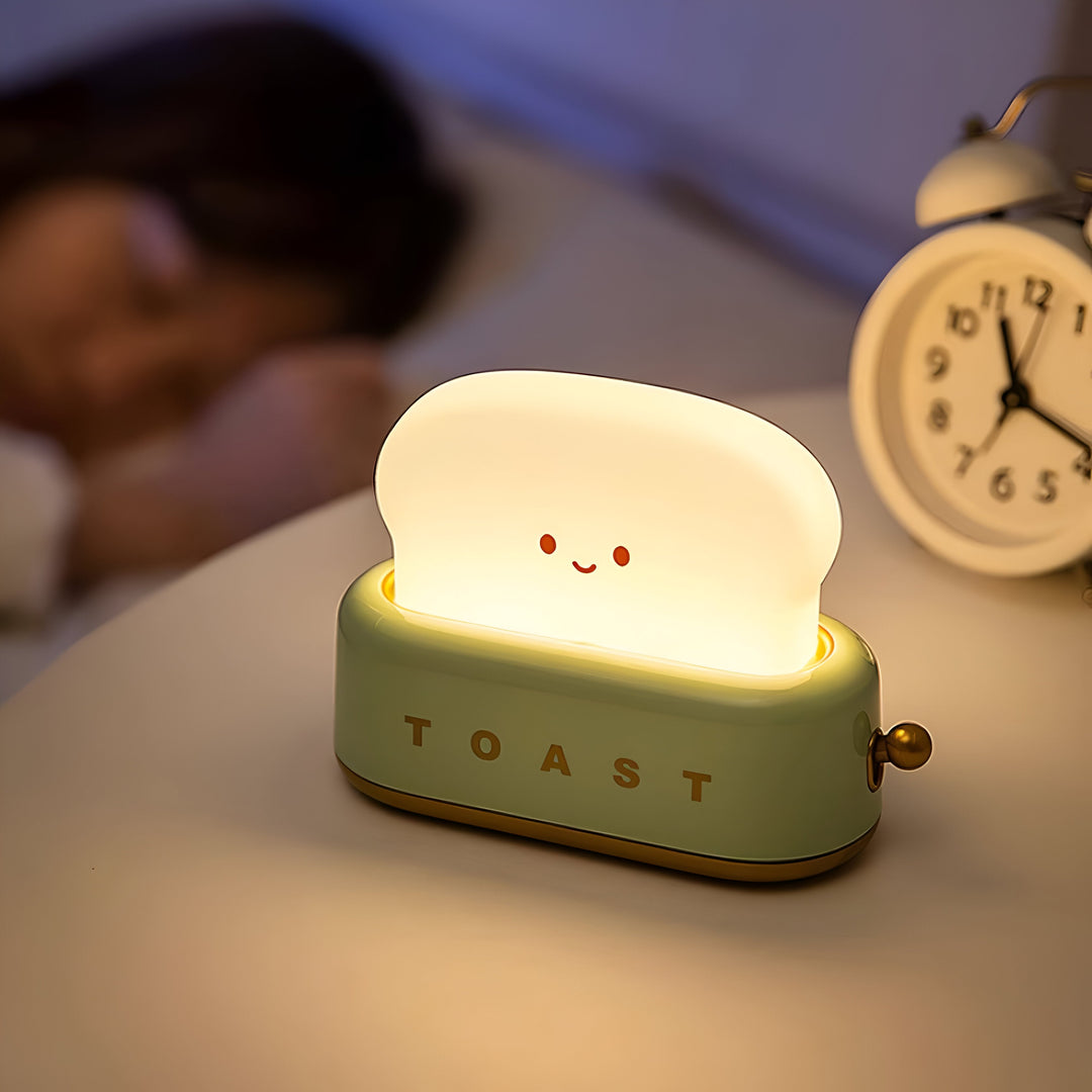 TinyToast Table Lamp – Portable Toaster-Shaped Night Light with Dimmable LED &amp; USB Port