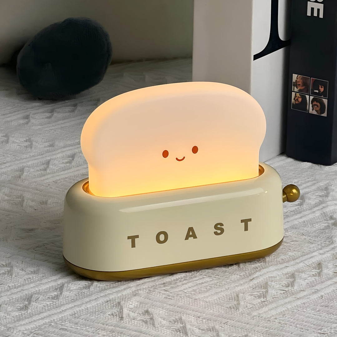TinyToast Table Lamp – Portable Toaster-Shaped Night Light with Dimmable LED &amp; USB Port