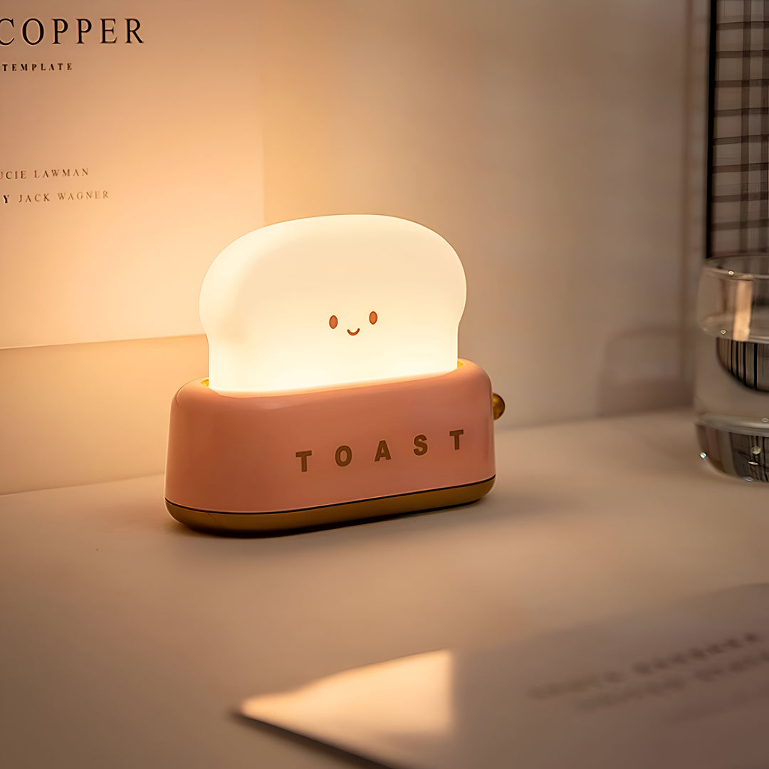 TinyToast Table Lamp – Portable Toaster-Shaped Night Light with Dimmable LED &amp; USB Port