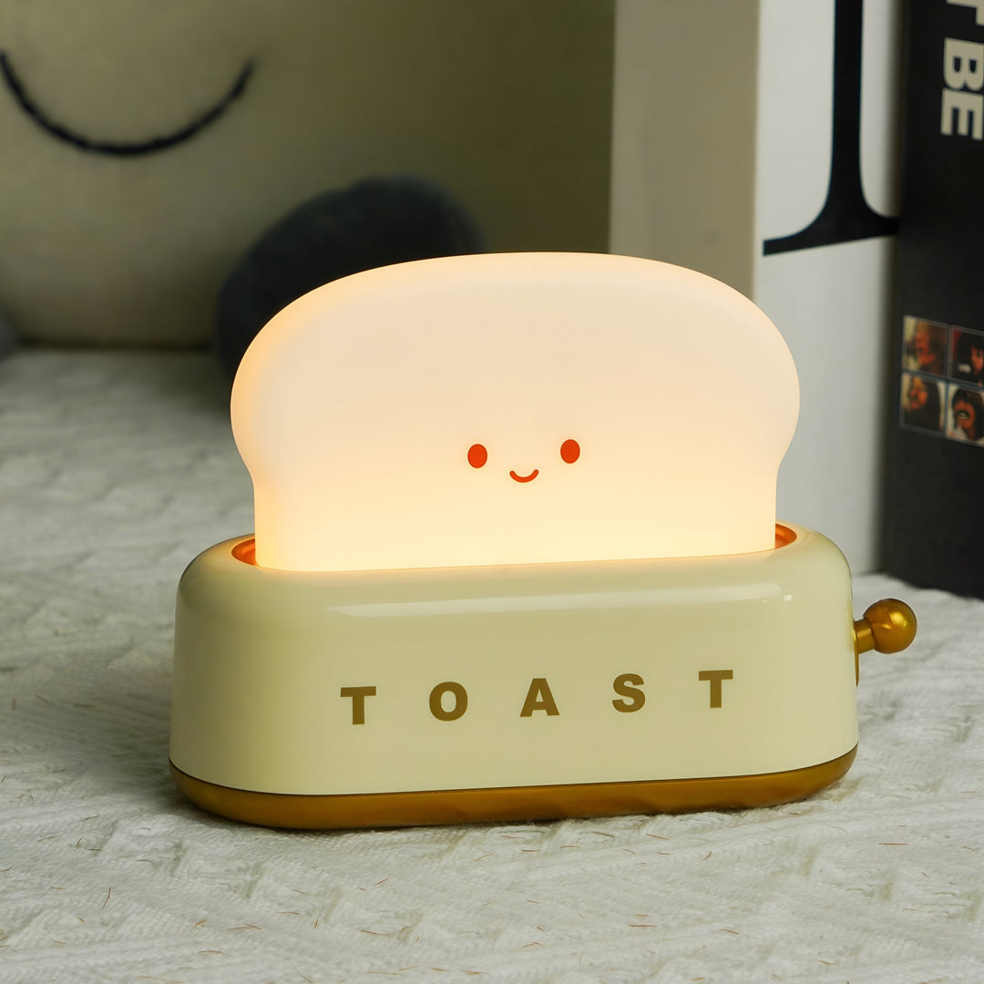 TinyToast Table Lamp – Portable Toaster-Shaped Night Light with Dimmable LED &amp; USB Port