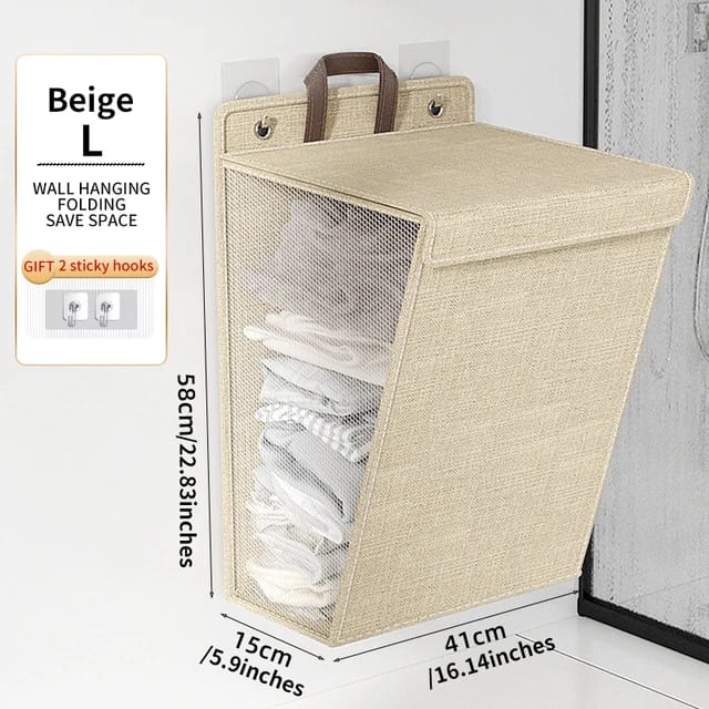 Wall-mounted folding laundry basket