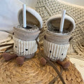Cute happy coffee cup holder plush bag