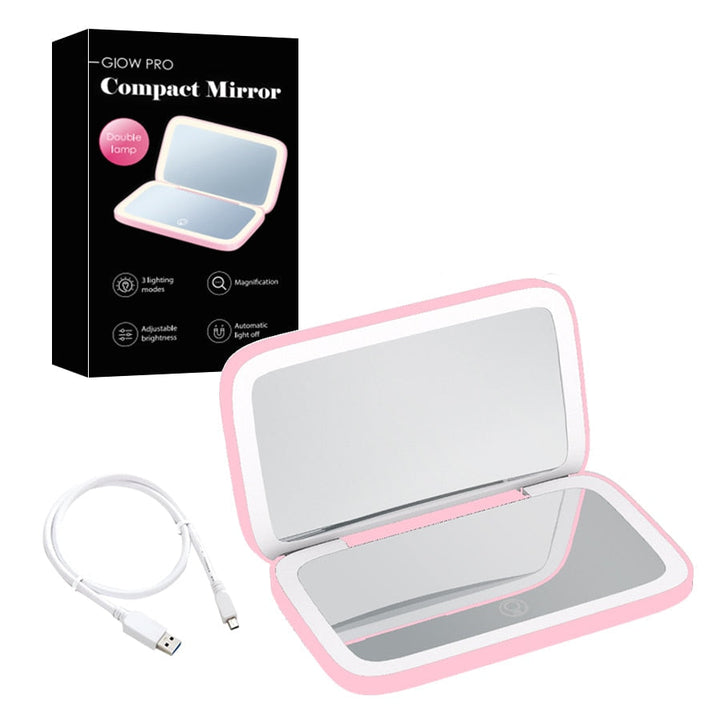 Compact LED Makeup Mirror with Double Magnification 1X and 10X