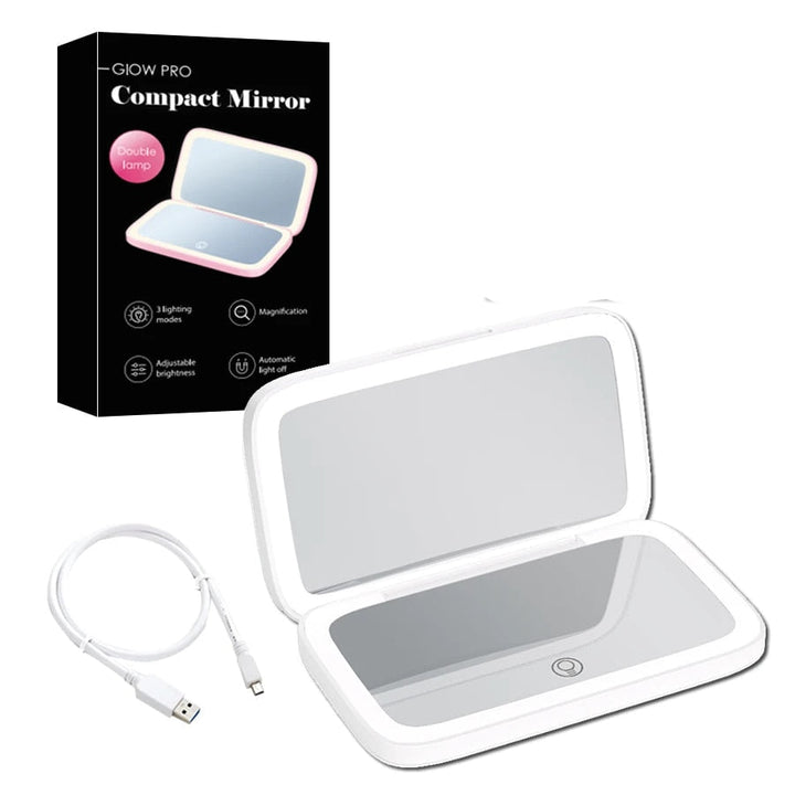 Compact LED Makeup Mirror with Double Magnification 1X and 10X
