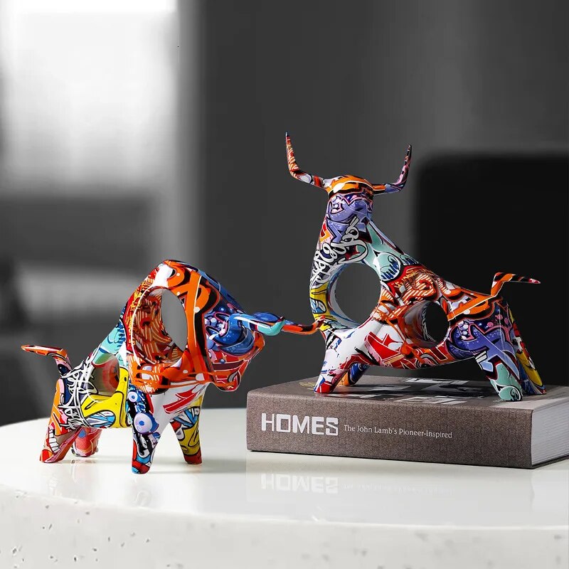 Art colorful Bull Sculpture