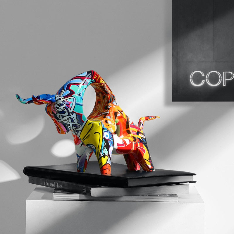 Art colorful Bull Sculpture