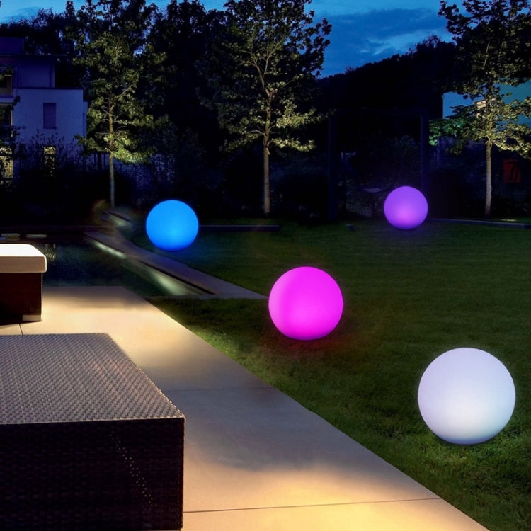LEH-42321 40cm Round Ball Solar Power Lamp, Floating Garden color Changing LED Light with 0.7W Monocrystalline Silicon Solar Panel &amp; Remote Control (White)