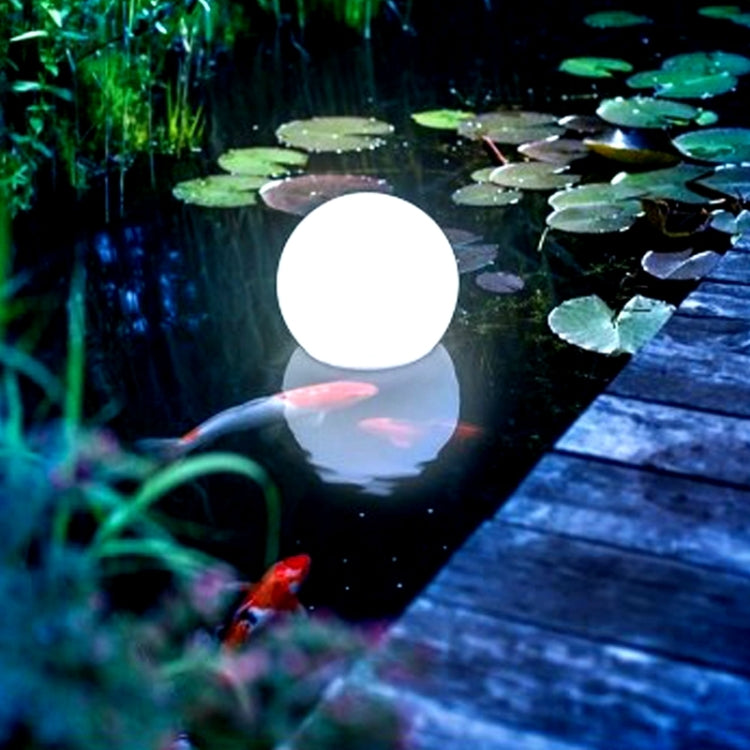 LEH-42321 40cm Round Ball Solar Power Lamp, Floating Garden color Changing LED Light with 0.7W Monocrystalline Silicon Solar Panel &amp; Remote Control (White)