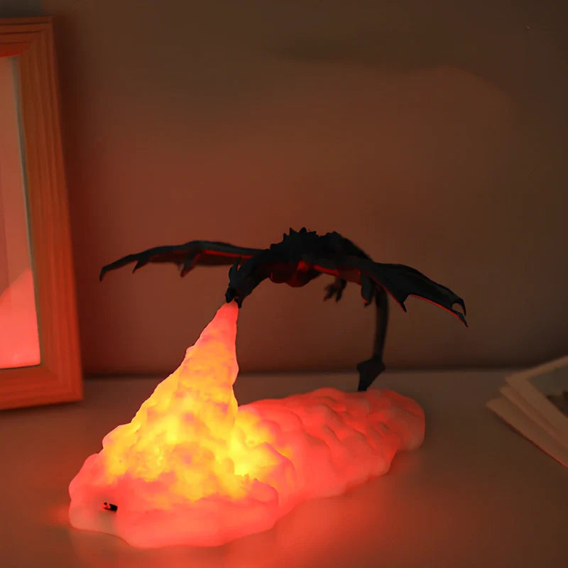 LED Night Light with Dragon Flame – 3D Sculpture, USB Charging, Perfect for Gamers