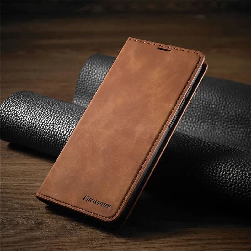 Magnetic Leather iPhone Case with Shock Protection