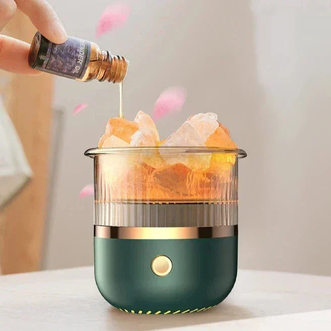 Himalaya salt crystal lamp &amp; essential oil diffuser, USB ultrasonic humidifier for home &amp; office