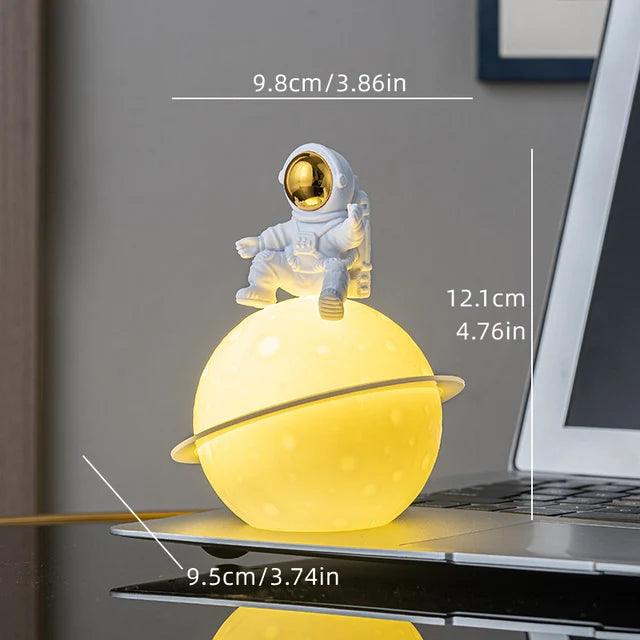 AstroLume Astronaut Sculpture with Planet Night Light | Modern Decorative Highlight | Environmentally Friendly PVC &amp; ABS | 9.8 x 12.1 cm