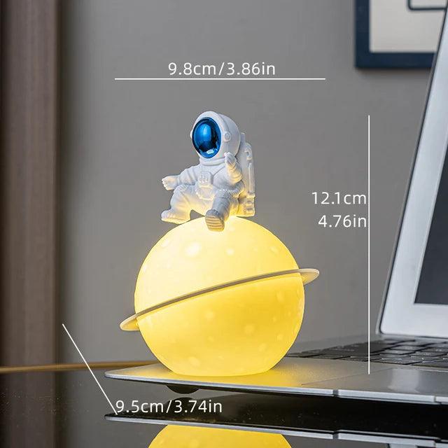 AstroLume Astronaut Sculpture with Planet Night Light | Modern Decorative Highlight | Environmentally Friendly PVC &amp; ABS | 9.8 x 12.1 cm